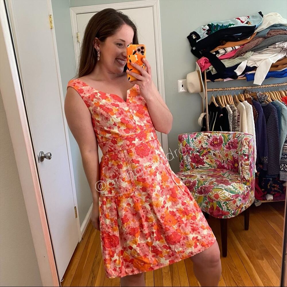 Anthropologie Shoshanna Pink Watercolor Floral Sheath Mini Dress Spring 8 - Picture 2 of 12